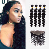 Brooklyn Hair 9A Loose Wave / 4 Bundles with 13x4 Lace Frontal Look