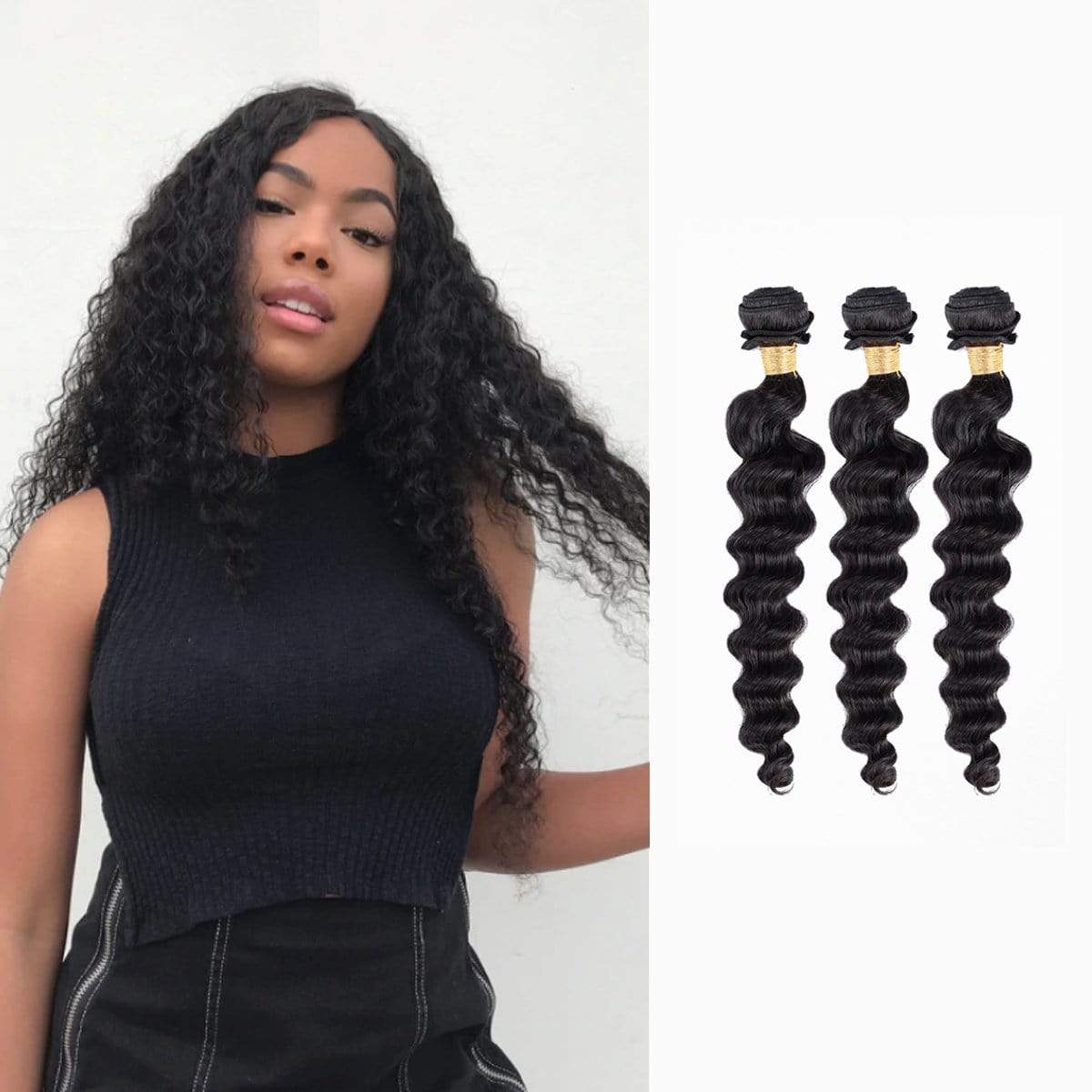 Brooklyn Hair 9A Loose Deep Wave / 3 Bundles Look