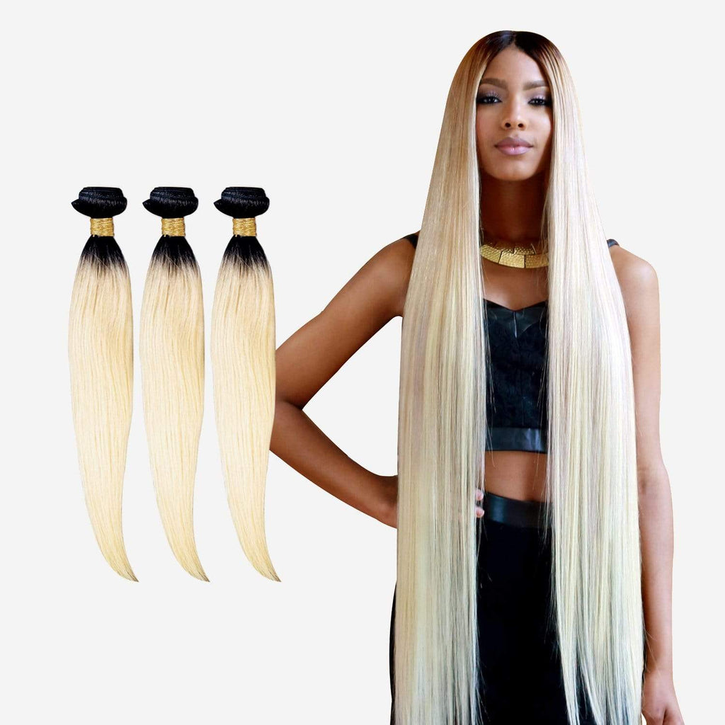Brooklyn Hair 9A Ombre Blonde Straight Bundle Hair / 3 Bundles with Lace Closure Look - Brooklyn Hair