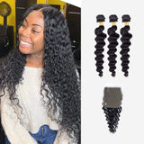 Brooklyn Hair 9A Loose Deep Wave / 3 Bundles with 4x4 Lace Closure Deal