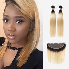 Brooklyn Hair 9A Ombre Blonde Bundle Hair / 2 Bundles with Lace Frontal Look - Brooklyn Hair