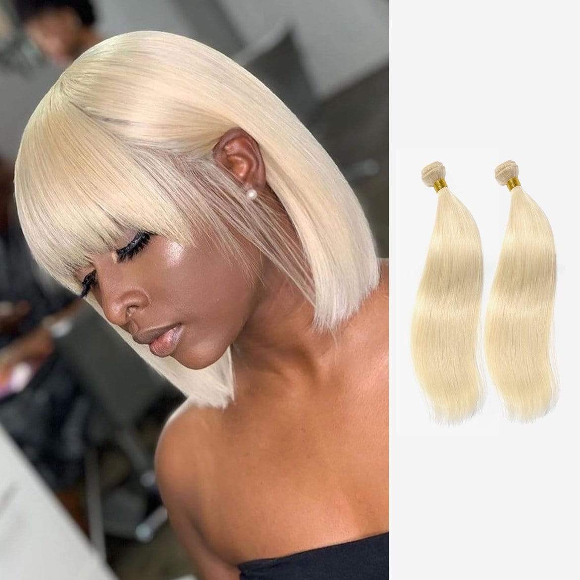 Brooklyn Hair 9A Platinum Blonde #613 Straight / 2 Bundles Look - Brooklyn Hair