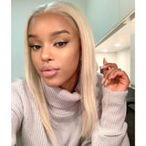Brooklyn Hair 9A Platinum Blonde #613 Straight Hair / 2 Bundles with 13x4 Lace Frontal Look