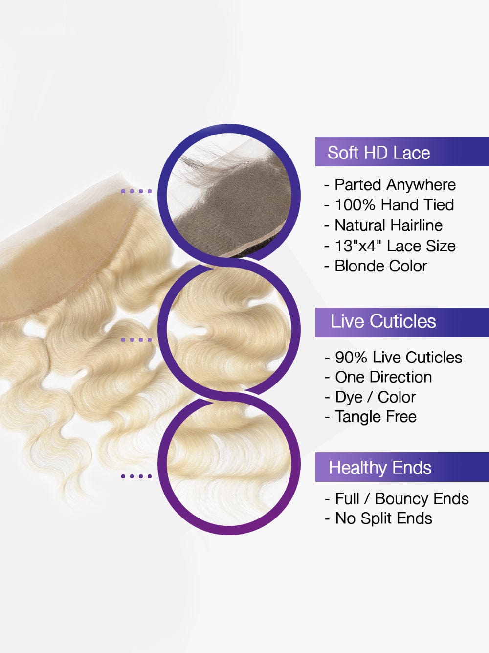 Brooklyn Hair 9A Platinum Blonde #613 Body Wave 13x4 Transparent Lace Frontal