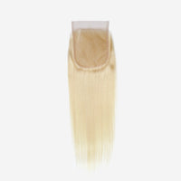 Brooklyn Hair 9A Platinum Blonde #613 Straight 4x4 Transparent Lace Closure