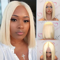 Brooklyn Hair T Part Wig / Platinum Blonde Bob Medium Length 12-14" - Brooklyn Hair