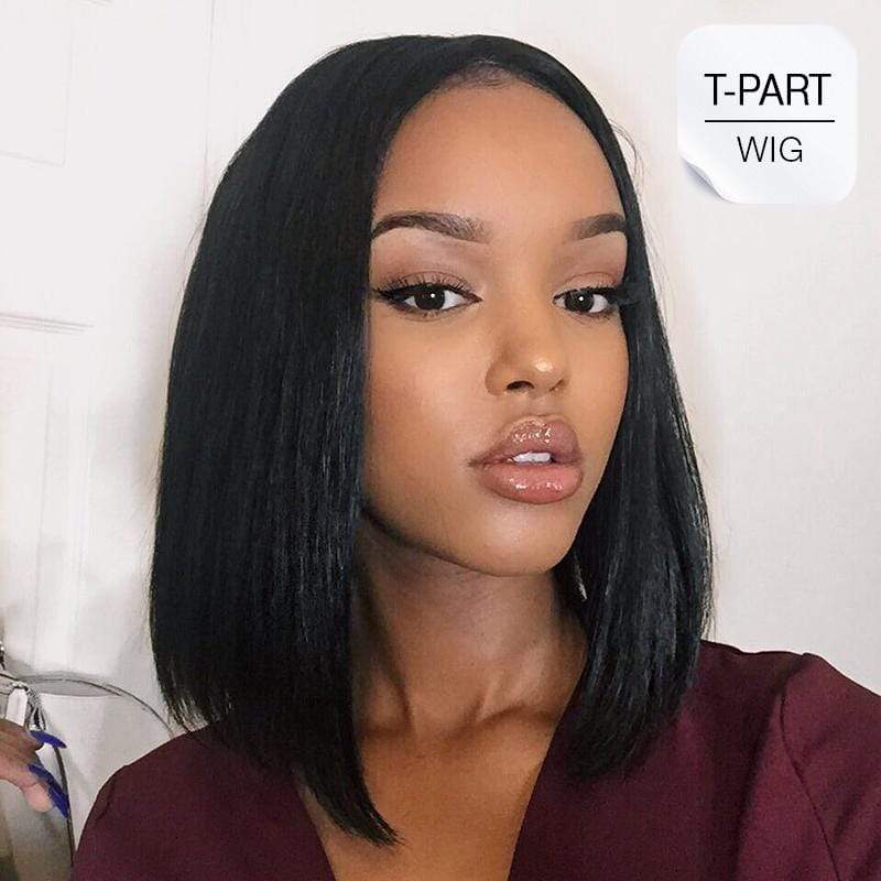 Brooklyn Hair T Part Wig / Bob Style Medium Straight Wig 14-16" - Brooklyn Hair