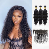 Brooklyn Hair 11A Deep Wave / 3 Bundles with 13x4 Lace Frontal Look