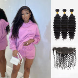 Brooklyn Hair Brooklyn Hair 11A Deep Wave / 4 Bundles with 13x4 Lace Frontal Look