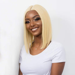 Brooklyn Hair Brooklyn Hair 4x4 Lace Closure Wig / Platinum Blonde Bob Style Medium Length 12-14"