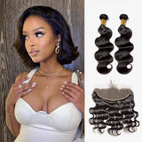 Brooklyn Hair 7A Body Wave / 2 Bundle with 13x4 Lace Frontal Look