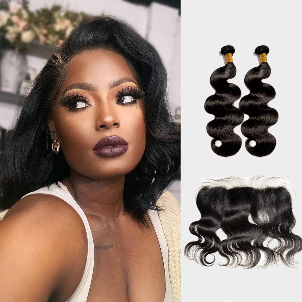 Brooklyn Hair Brooklyn Hair 7A Body Wave / 2 Bundles with 13x4 Lace Frontal Look