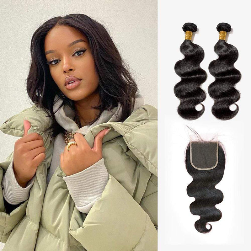 Synthetic Body Wave Free 4*4 Closure Nature Deep Weave Hair Extensions 6  Bundles | eBay