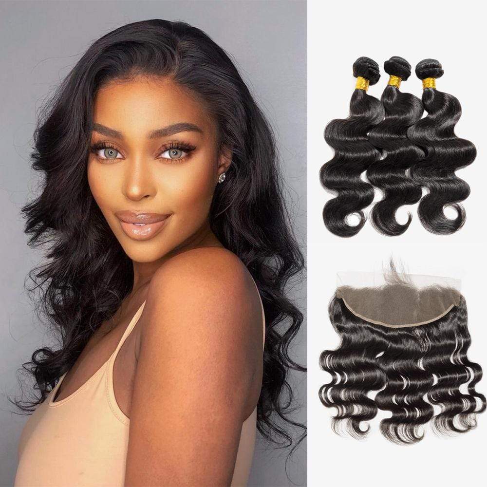 Brooklyn Hair 7A Body Wave / 3 Bundles with 13x4 Lace Frontal Look - Brooklyn Hair