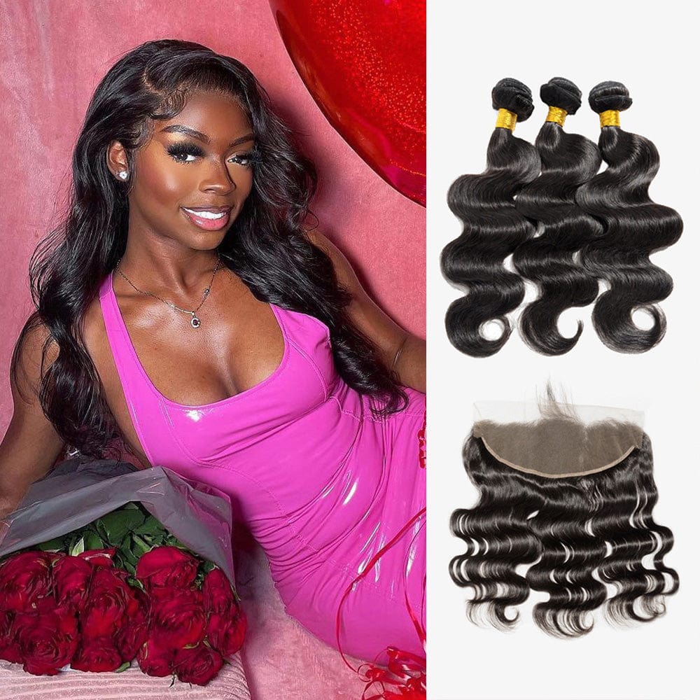 Brooklyn Hair Brooklyn Hair 7A Body Wave / 3 Bundles with 13x4 Lace Frontal Look