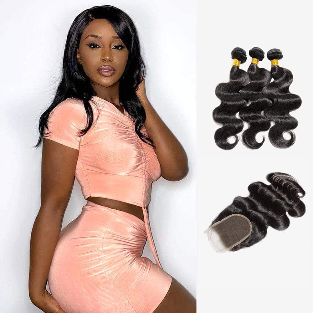 Brooklyn Hair 7A Body Wave / 3 Bundles with 4x4 Lace Closure Look - Brooklyn Hair