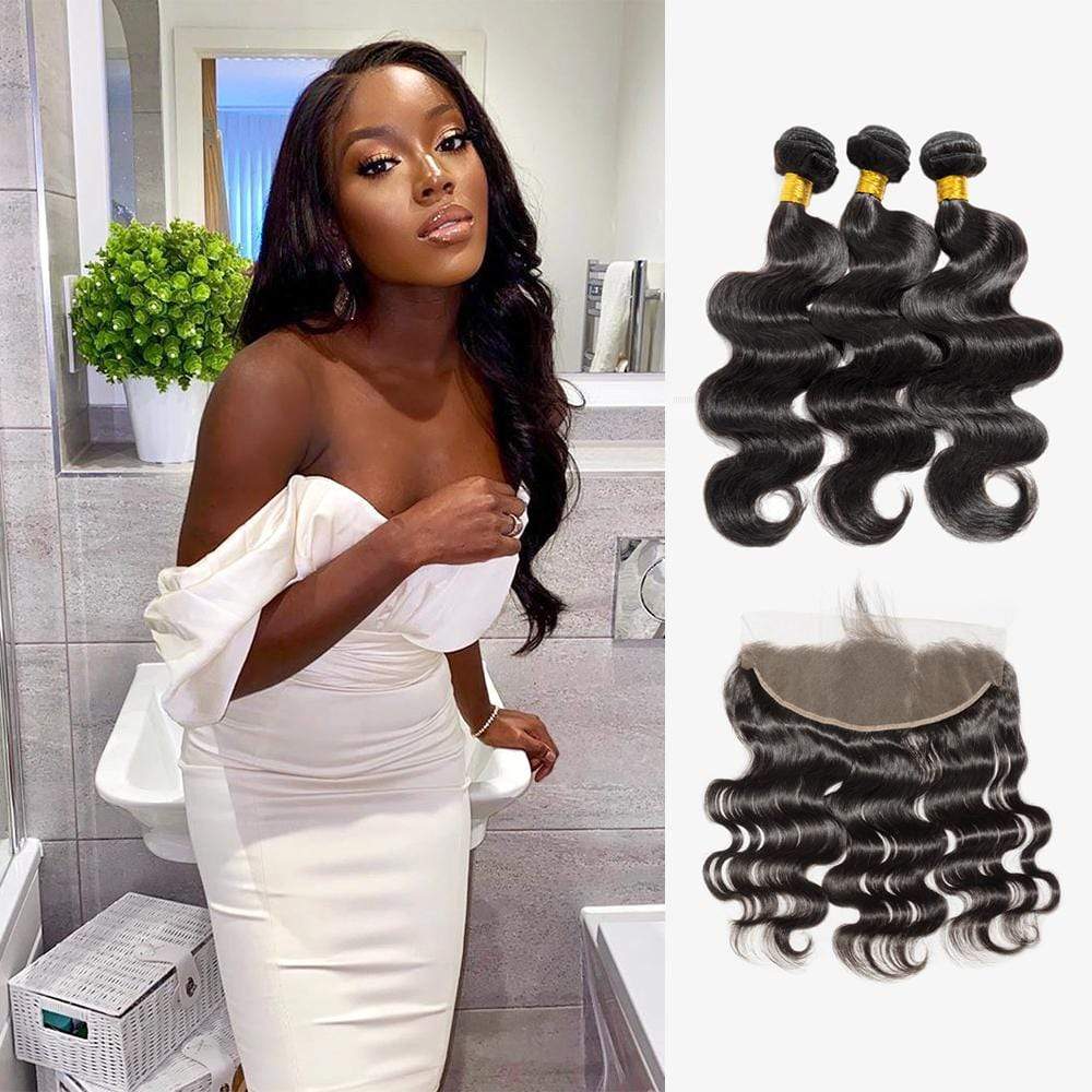 Brooklyn Hair 7A Body Wave / 3 Bundles with 13x4 Lace Frontal Look - Brooklyn Hair