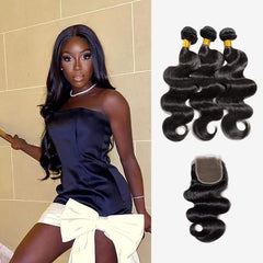 Brooklyn Hair 7A Body Wave / 3 Bundles with 4x4 Lace Closure Look - Brooklyn Hair