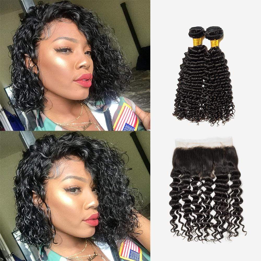 Brooklyn Hair 7A Deep Wave / 2 Bundles with 13x4 Lace Frontal Deal Look - Brooklyn Hair