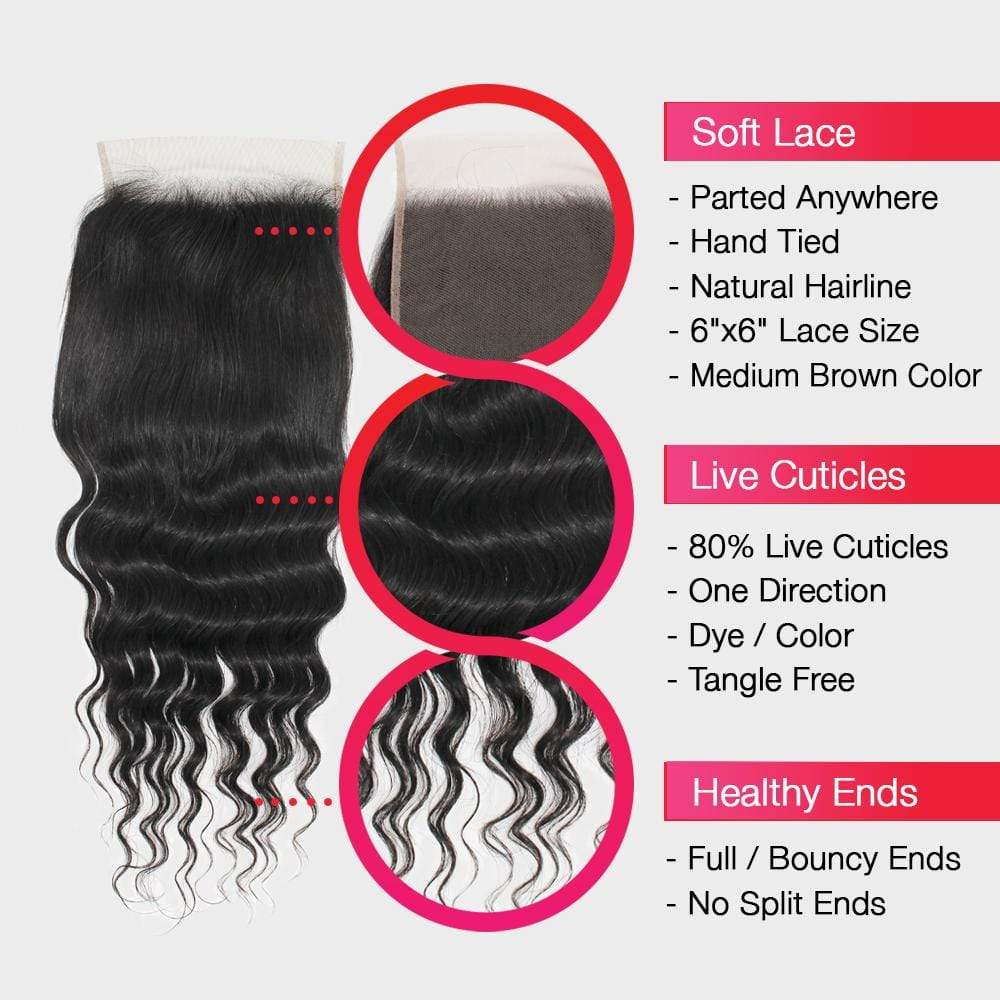 Brooklyn Hair 7A Loose Wave / 3 Bundles with 6x6 Lace Closure Look - Brooklyn Hair