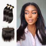 Brooklyn Hair 7A Straight / 3 Bundles with 13x4 Lace Frontal Look