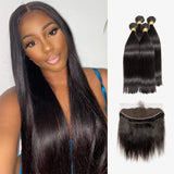 Brooklyn Hair 7A Straight / 4 Bundles with 13x4 Lace Frontal Look