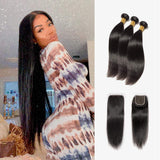 Brooklyn Hair 7A Straight / 3 Bundles with 4x4 Lace Closure Look by Chanell - Brooklyn Hair