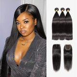 Brooklyn Hair 7A Virgin Straight / 3 Bundles with 4x4 Lace Closure Look by Pitt twins - Brooklyn Hair