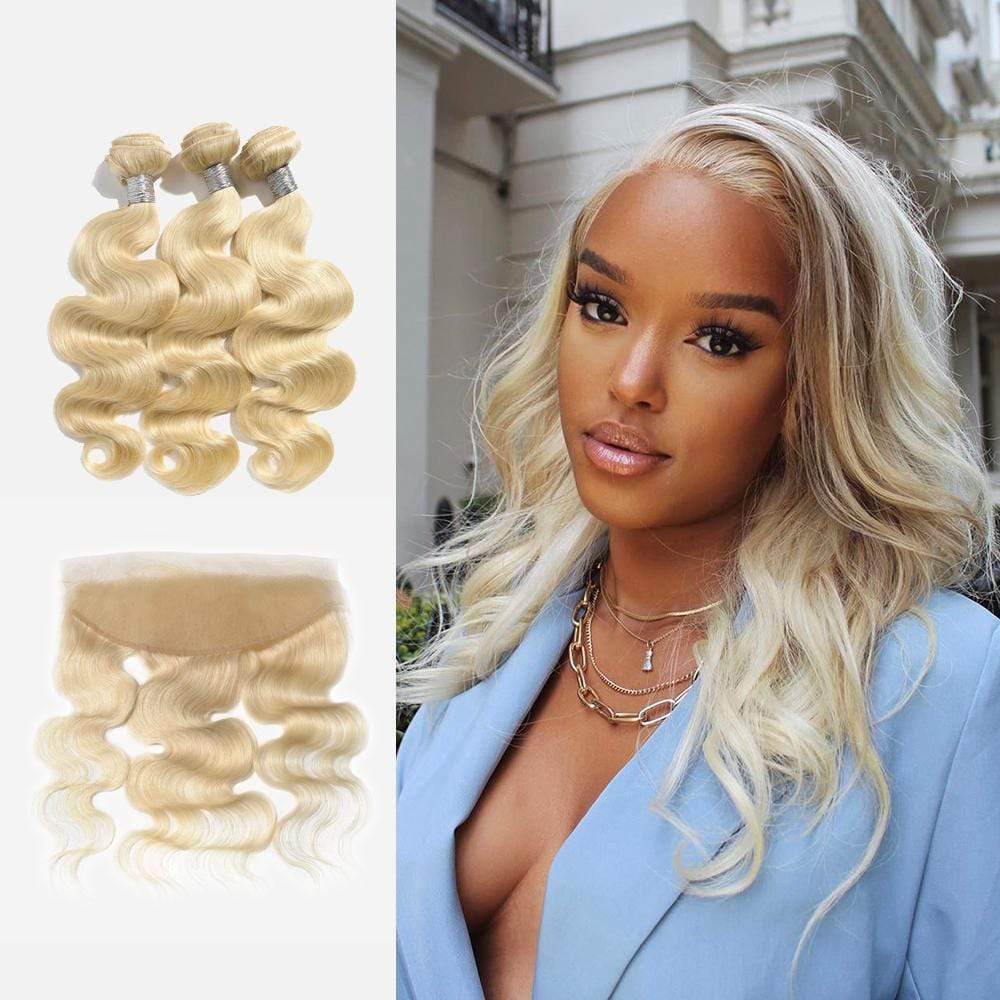 Brooklyn Hair 9A Blonde #613 Body Wave / 3 Bundles with 11A 13x4 Lace Frontal Look - Brooklyn Hair