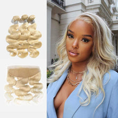 Brooklyn Hair 9A Blonde #613 Body Wave / 3 Bundles with 11A 13x4 Lace Frontal Look - Brooklyn Hair