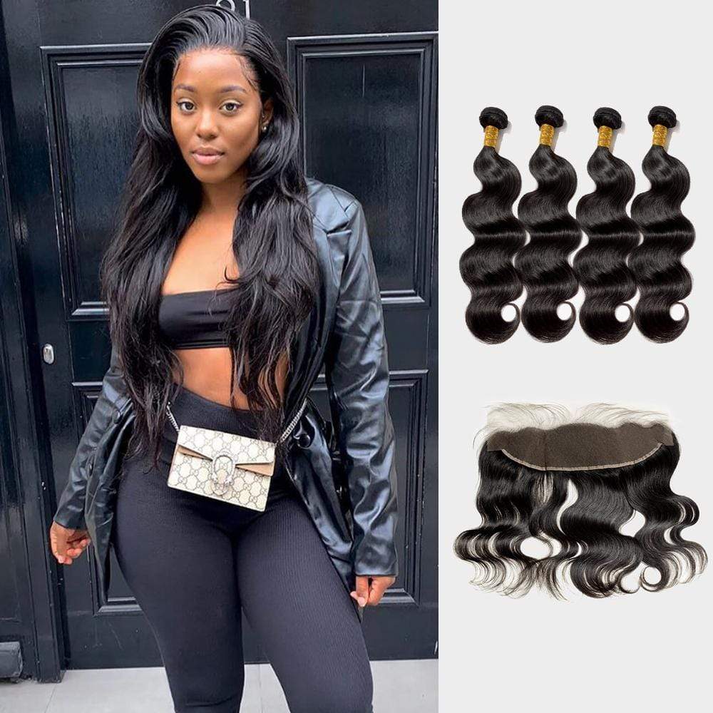 Brooklyn Hair 9A Body Wave / 3 Bundles with 13x4 Lace Frontal Look - Brooklyn Hair