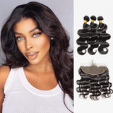 Brooklyn Hair 9A Body Wave / 3 Bundles with 13x4 Lace Frontal Look