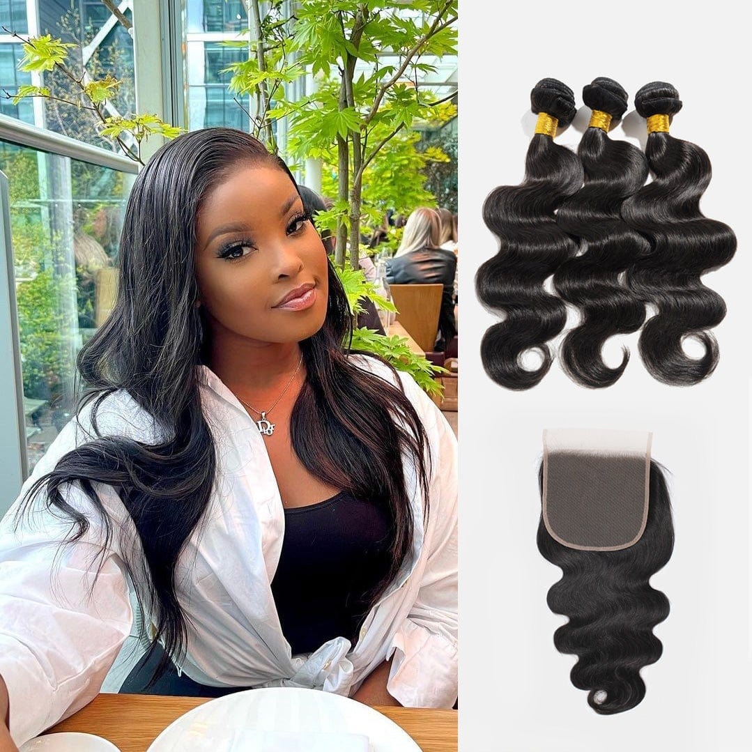 Brooklyn Hair Brooklyn Hair 9A Body Wave / 3 Bundles with 6x6 Swiss HD Lace Closure Look