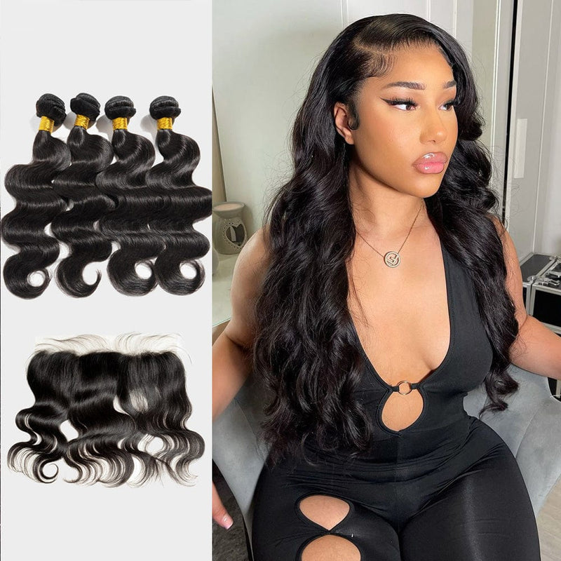 Brooklyn Hair 9A Body Wave / 3 Bundles - Leave out own hair Look