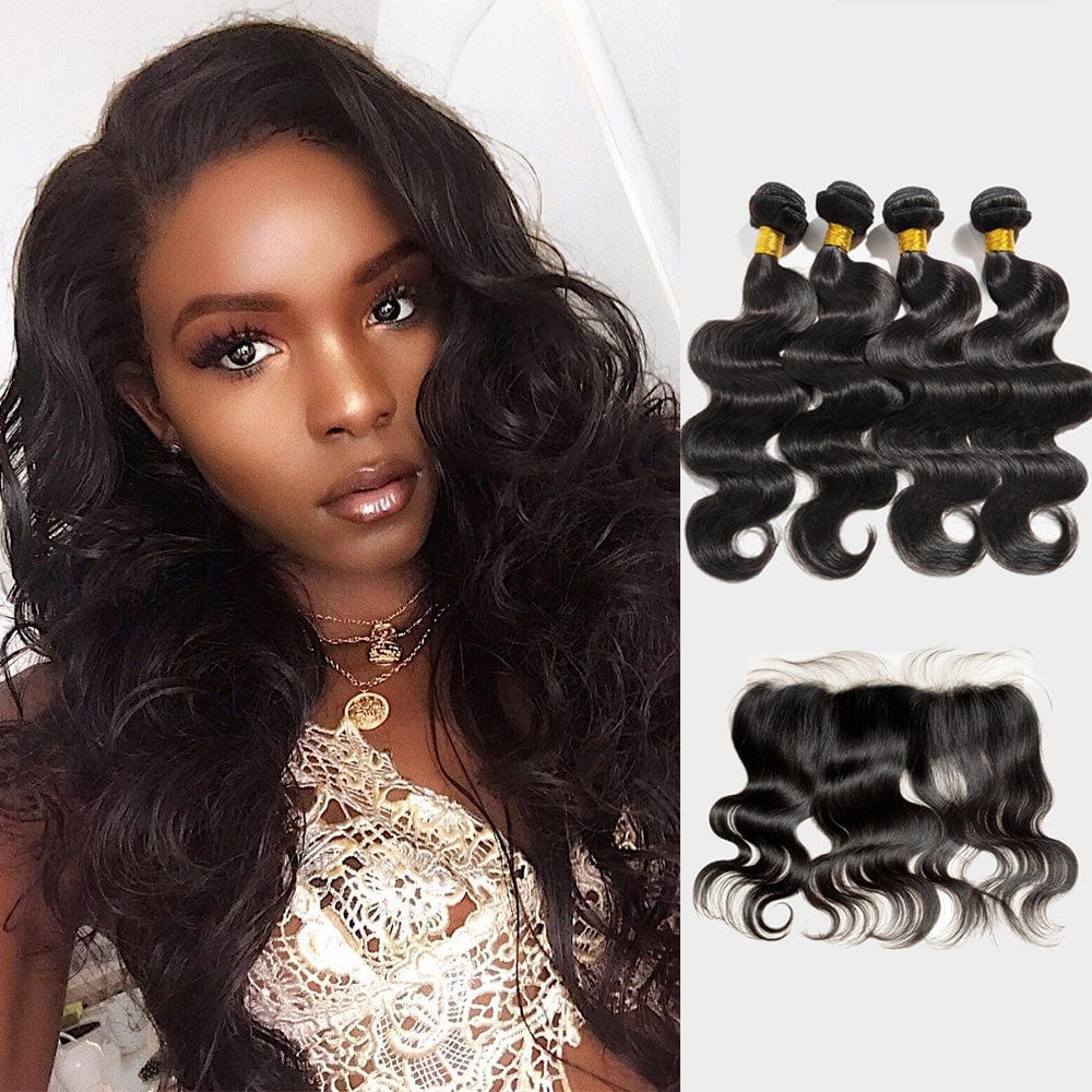 Brooklyn Hair Brooklyn Hair 9A Body Wave / 4 Bundles with 13x4 Lace Frontal Look Reg. Lace