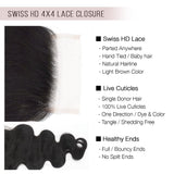 Brooklyn Hair Brooklyn Hair 9A Body Wave 4x4 Lace Closure Swiss HD Lace / 14 / Natural Black