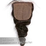 Brooklyn Hair Brooklyn Hair 9A Brazilian Loose Wave 4x4 Lace Closure Silk Base / Free Part / 14