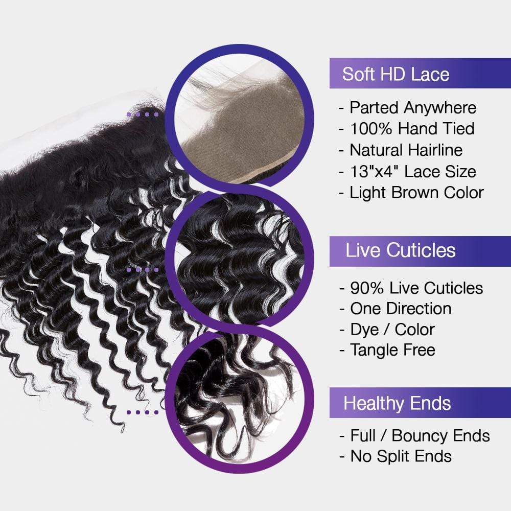 Brooklyn Hair Brooklyn Hair 9A Loose Deep Wave / 3 Bundles with 13x4 Lace Frontal Look