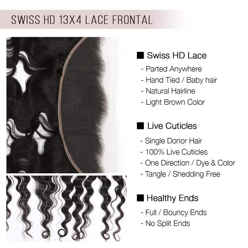 Brooklyn Hair Brooklyn Hair 9A Loose Deep Wave / 3 Bundles with 13x4 Lace Frontal Look Swiss HD Lace