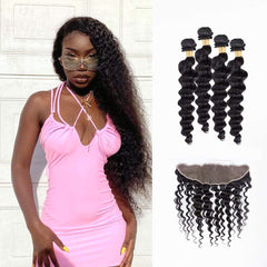 Brooklyn Hair 9A Loose Deep Wave / 4 Bundles with 13X4 Lace Frontal Look - Brooklyn Hair