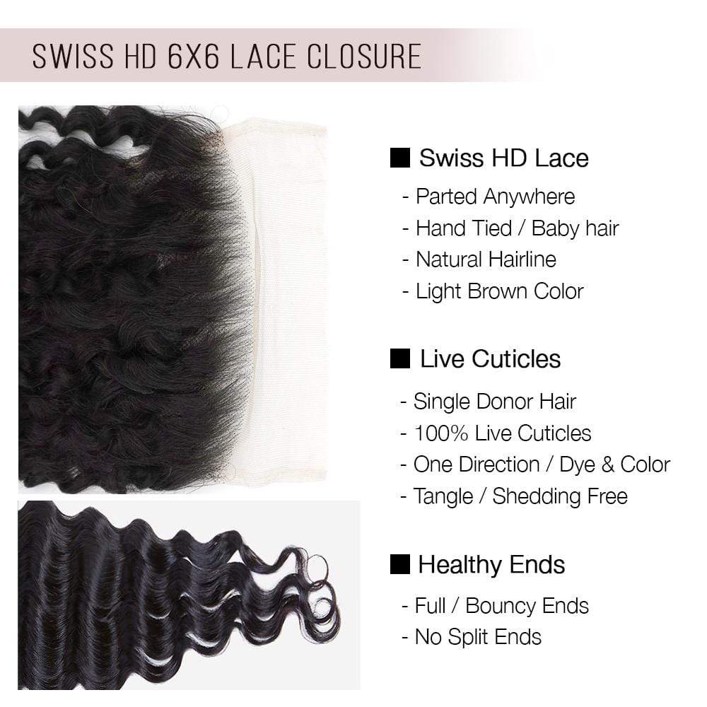 Brooklyn Hair Brooklyn Hair 9A Loose Wave / 3 Bundles with 6x6 Lace Closure Look
