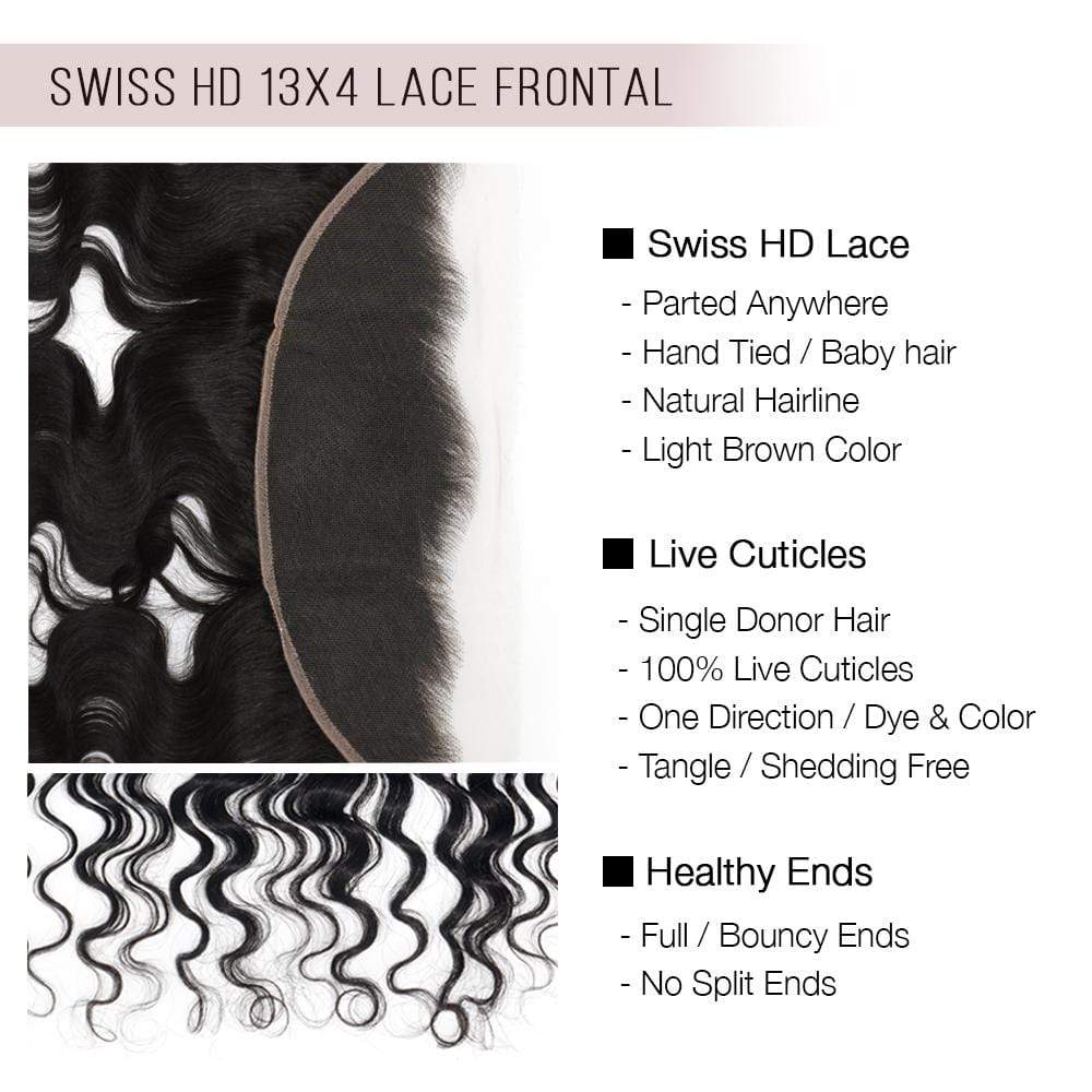 Brooklyn Hair Brooklyn Hair 9A Loose Wave / 4 Bundles with 13x4 Lace Frontal Look Swiss HD Lace