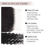 Brooklyn Hair Brooklyn Hair 9A Peruvian Loose Deep Wave 4x4 Lace Closure Swiss HD Lace / 14 / Natural Black