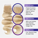 Brooklyn Hair 9A Platinum Blonde #613 Body Wave / 3 Bundles with 4x4 Lace Closure Look - Brooklyn Hair