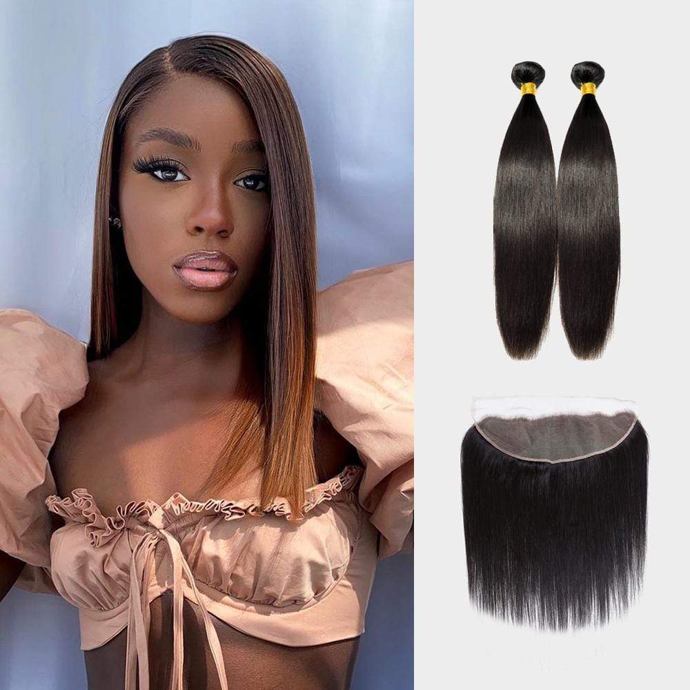 Brooklyn Hair 9A Straight / 2 Bundles with 13x4 Lace Frontal Look - Brooklyn Hair