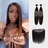 Brooklyn Hair 9A Straight / 2 Bundles with 13x4 Lace Frontal Look