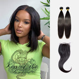 Brooklyn Hair 9A Straight / 2 Bundles with 4x4 Lace Closure Look
