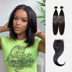 Brooklyn Hair 9A Straight / 2 Bundles with 4x4 Lace Closure Look - Brooklyn Hair