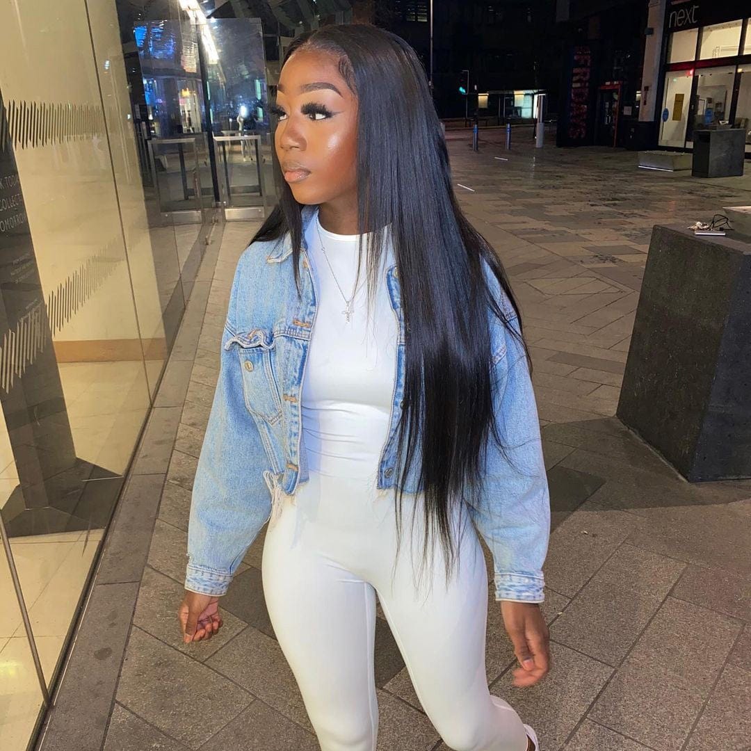 Brooklyn Hair Brooklyn Hair 9A Straight / 3 Bundles with 13x4 Lace Frontal Look