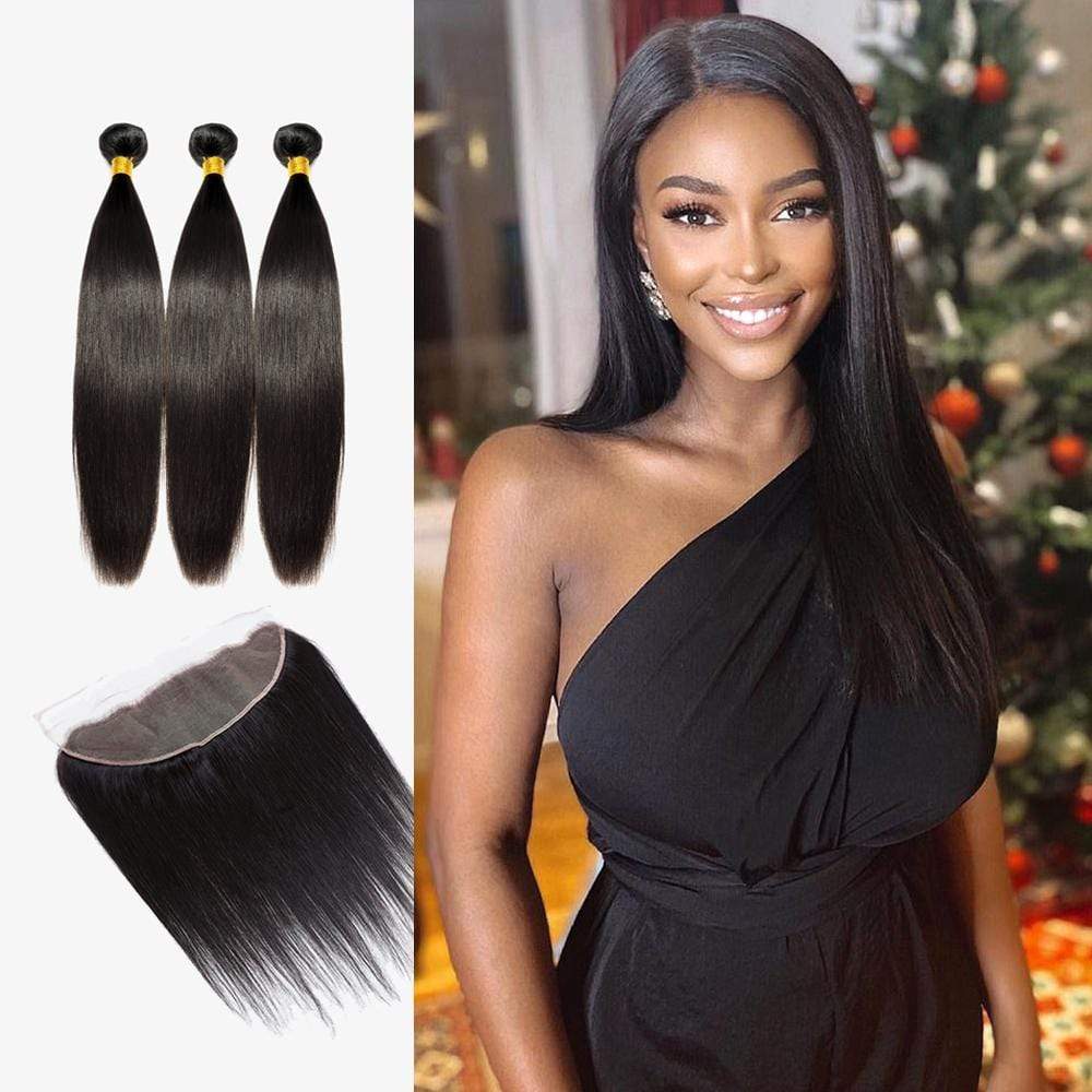 Brooklyn Hair 9A Straight / 3 Bundles with 13x4 Lace Frontal Look - Brooklyn Hair